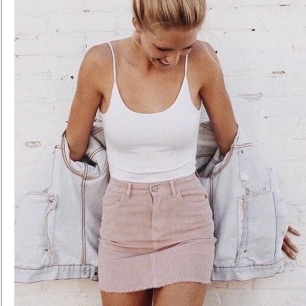 RARE Brandy Melville pink corduroy mini skirt